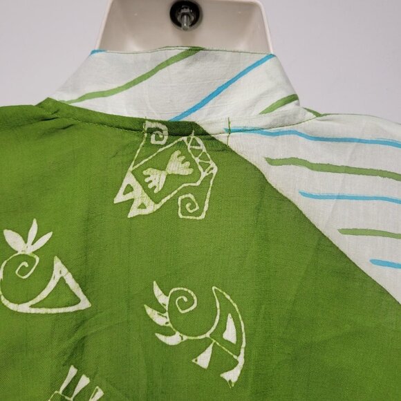 HANDPAINTED Batik Three Quarter Sleeve Mandarin Collar Tunic Top ONE SIZE- NWOT - Picture 8 of 16